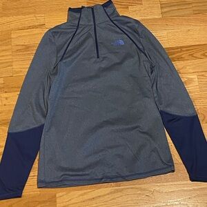 North Face Gray and Navy Performance Half-Zip Jacket